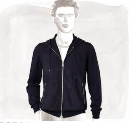 Hermes Zippered Hood Jacket In Navy Cashmere And Suede Goatskin (Photos ...
