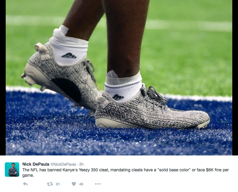 Kanye West’s Adidas Yeezy Cleats Have Been Banned By The NFL (Details ...